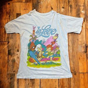 Vintage Flintstones In Love Pebbles Bam Bam Tee Shirt 1994 Hanna-Barbara XXL